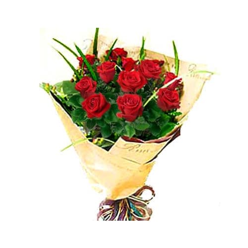 Captivating Dozen of China Red Roses Bouquet Designed with Style