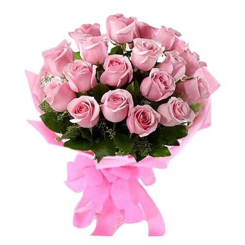 Eye-Catching Colorful Wishes 18 Pink Rose Bouquet