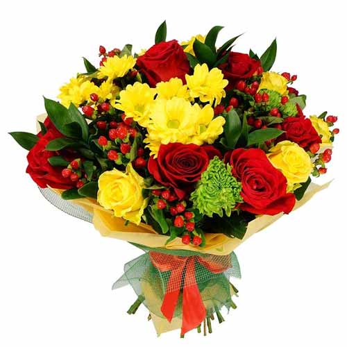 Radiant Mixed Seasonal Flowers Bouquet with Love