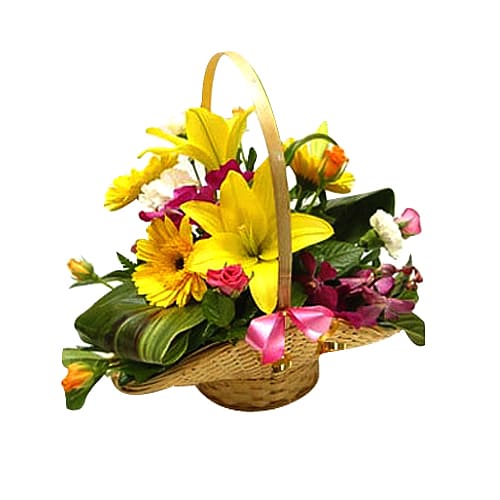 Classic Seasonal Flowers Basket with Love