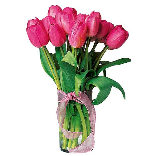 Magnificent Exotic Beauty 10 Pink Tulips Bouquet