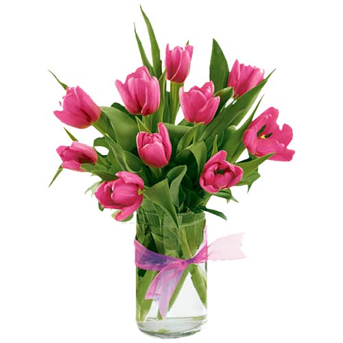 Magnificent Fondest Affection 10 Red Tulip in a Vase