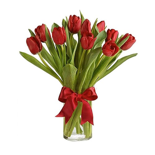 Traditional Dreamy Authentic Love 10 Red Holland Tulip Bouquet
