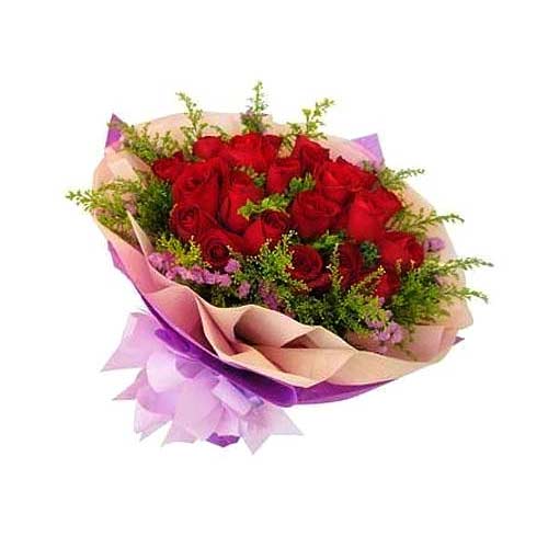 Passionate Blooming Happiness 18 Red Roses Bouquet