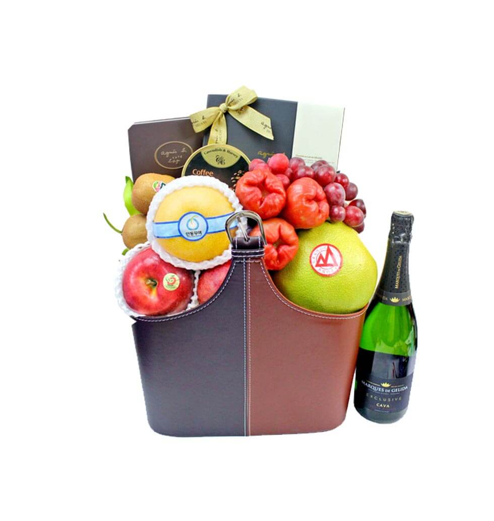 A fruit basket made in Hong Kong is especially cre...