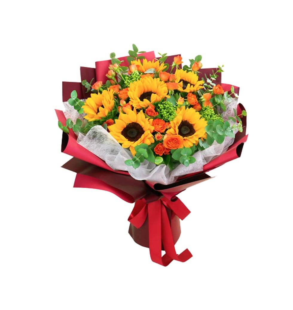 Your sunshine in winter, orange roses symbolize warmth and energy in this beauti...