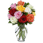 Bouquet of roses of multiple colours 