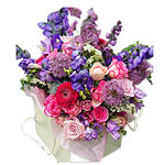 A perfect large decorated basket made with lilies, roses, daisies and  exotic fl...