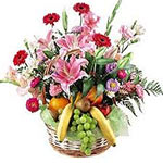 Fruit n Flowers - both together in a beautiful basket - a perfect gift to say Ge...