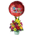 A special birthday bouquet with flowers n ballons ...