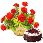 Graceful 12 Gerberas Bouquet with Cake