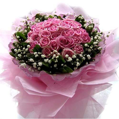 Artistic 30 Long-Stemmed Elegant Pink Roses-A Precious Moments