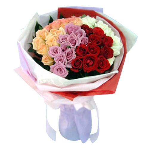 Fabulous Arrangements of Multicolor Roses, Love Colors