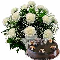 Captivating Carnations Bouquet with Cake