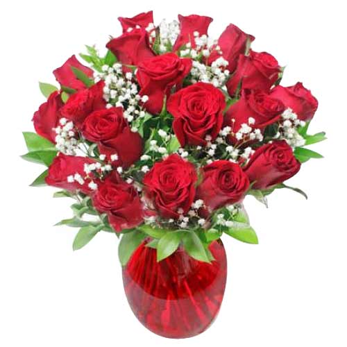 Exotic Lovers Promise 18 Rose Arrangements with Vase