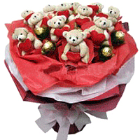 Charming Valentine Love Symbol Bear Bouquet and Ferrero
