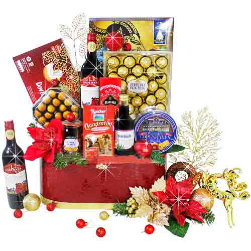 Break Time Gift Hamper of Goodies with Wine