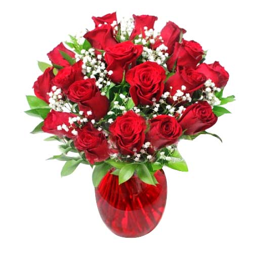 Present this Gorgeous Red Kisses Valentine bouquet made of 18 Long Stemmed Red R...