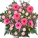 Basket - Pink Gerbera, Pink Ro