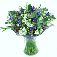 Wonderful bouquet of Irises ,Manturs and greenery....