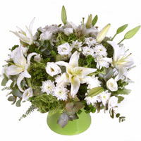 All White bouquet elegant and impressive . made with white star Geyser , chrysan...