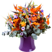 Colorful Bouquet made with and  birds of paradise chrysanthemums and lisianthus....