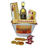 Gorgeous Everlasting Happiness Gift Basket of White Wine N Food Delights