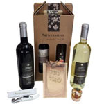 Magical Savory Sensation Gift Hamper with Red N White Wine