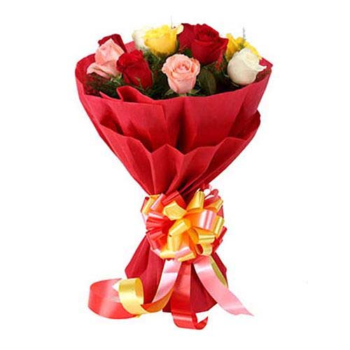 Petite One Dozen Mixed Color Roses Collection