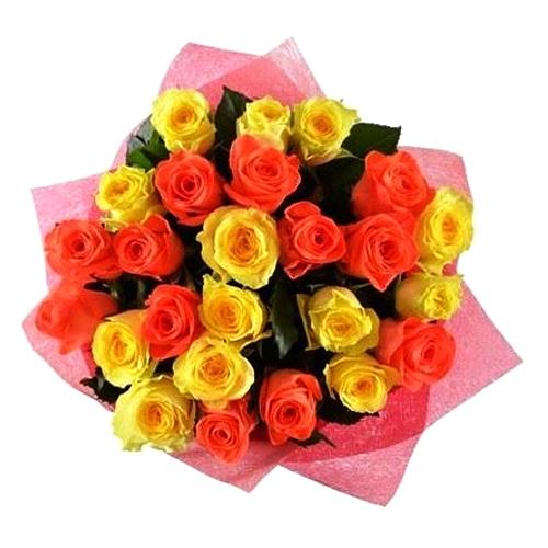 Festive Bouquet of Vivid Color Roses