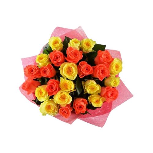 Basket Orange & Yellow Roses