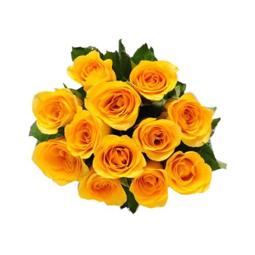 12 Yellow Roses In A Bouquet