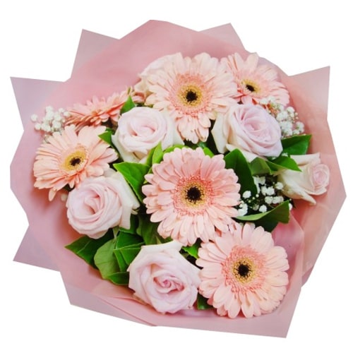 Classic Pink Roses and Fantastic Gerberas Arrangement