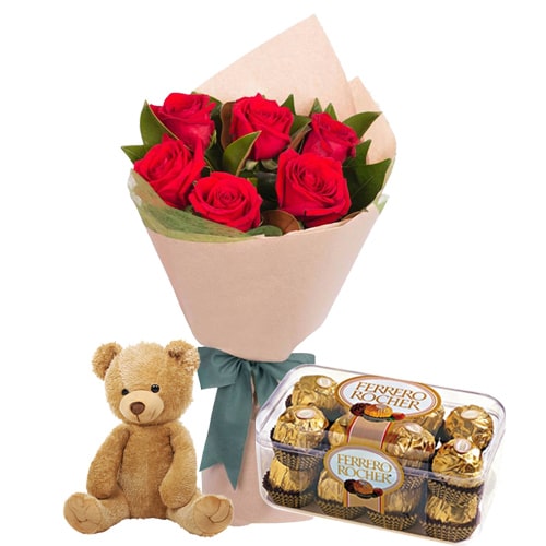 Red Roses   Bear and Choco Delight