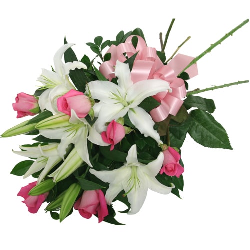 Exotic Pink Daze and Star Shaped White Lilies