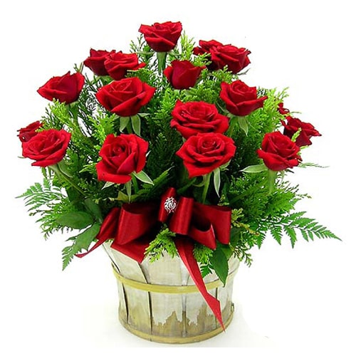 Gorgeous Seasons of Love 18 Red Roses Basket