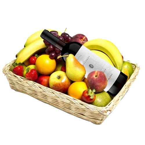 Classically Styled Party Special French Red Wine and Mixed Fruits Hamper