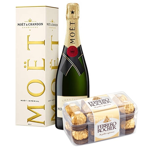 Mouth-Coating Champagne with Savory Ferrero Rocher Chocolate Box