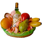Fruit and Wine Gift Basket  