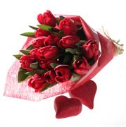 Special bouquet of red tulips 