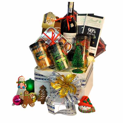 Breathtaking Lindt Chocolate, Wine, Dried Fruits Gift Hamper