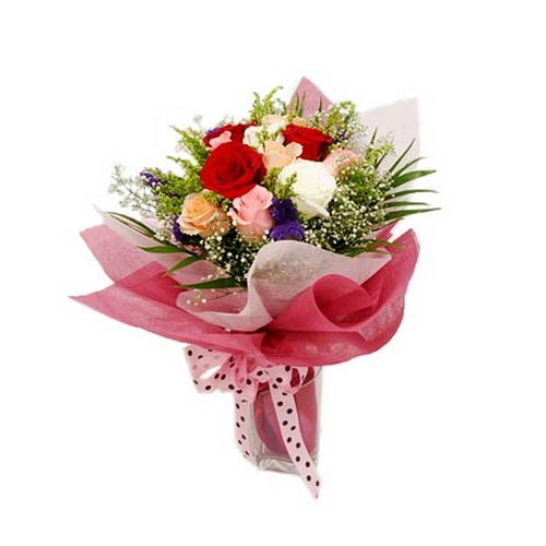 Silky Rush of Color Assorted Flower Bouquet<br/>