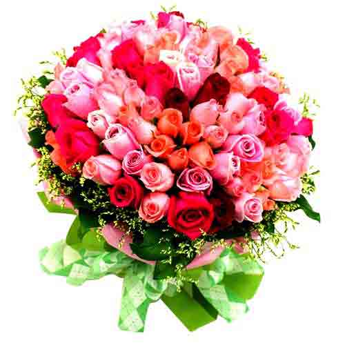 Aromatic Arrangement of Eighty Stem Colorful Roses <br/>
