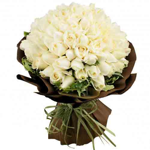 Breathtaking Bouquet of Eighty Stalk White Roses<br/>