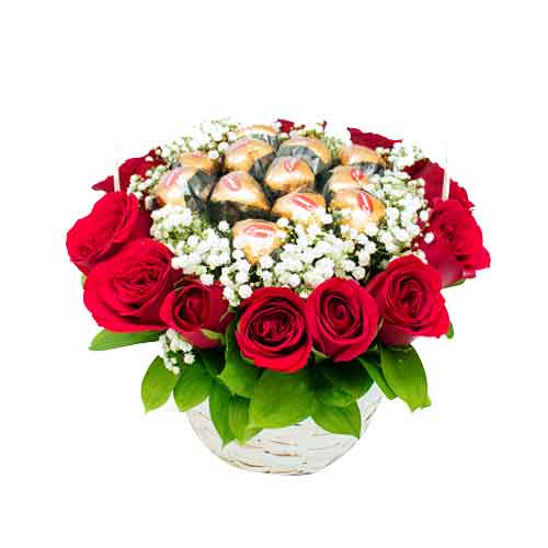 Rich and Admiring Blooms Basket with Fine Chocolates <br/>