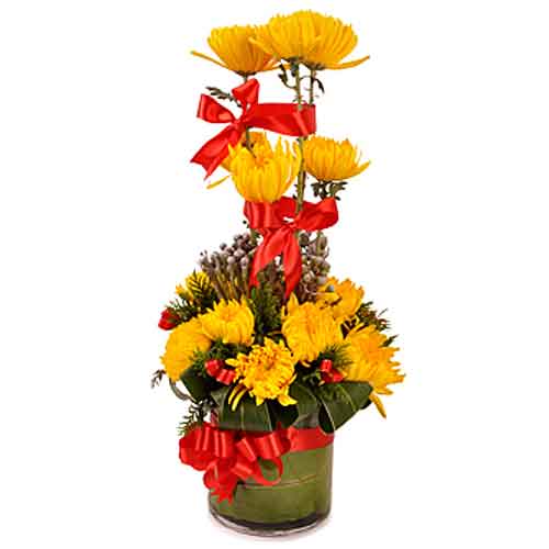 Fragrant Collection of Chrysanthemums potted in a Vase