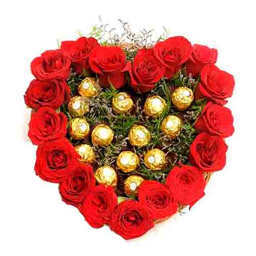 Passionate All For You Heart Shape Red Roses Arrangement