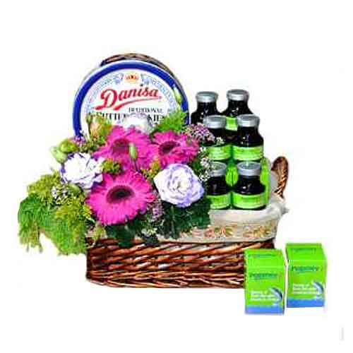 Charming Perfect Combination Flower and Healthy Products Basket<br>