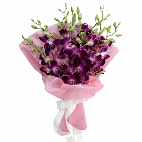 Distinctive Purple Orchids Hand Bouquet <br>