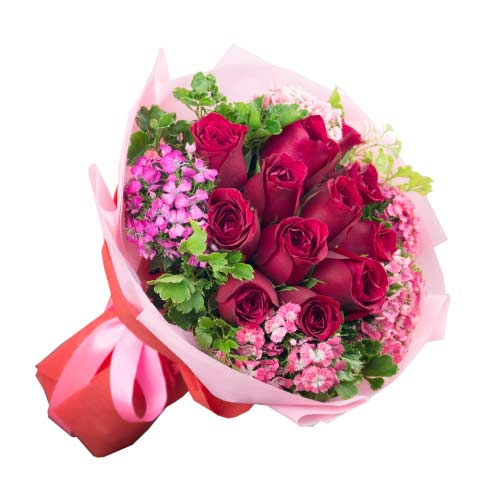 Delightful Red Color Roses Bunch